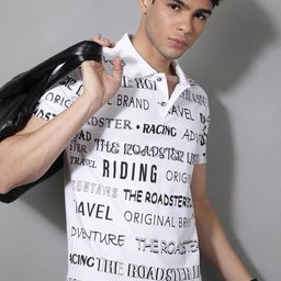 The Roadster Lifestyle Co Typography Printed Pure Cotton Polo Collar Pure Cotton T-Shirt-picture-23