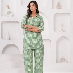 NNAVDHA Floral Printed Shirt Collar Tunic With Trousers-picture-8