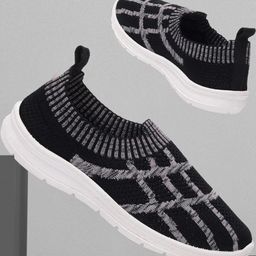 PU-PINE Black Non-Marking Textile Walking Sports Shoes-image-64
