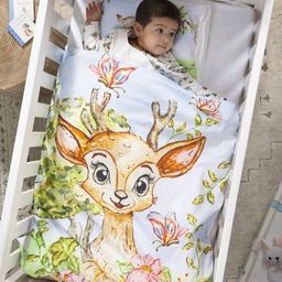 THE BABY TRUNK White & Blue Cartoon Characters Egyptian Cotton 2 Piece Crib Superfine Bedding Set-42