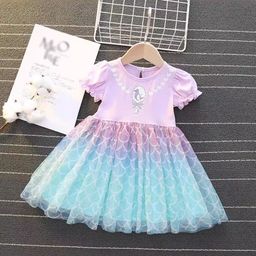 YK Girls Round Neck Puff Sleeves Fit & Flare Dress-image-97