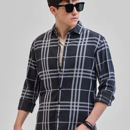 Snitch Men Smart Slim Fit Opaque Checked Casual Shirt-image-98