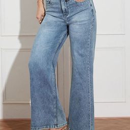 Miss Chase Reason Rewrites Reality Women Wide Leg High-Rise Light Fade Stretchable Jeans-picture-0