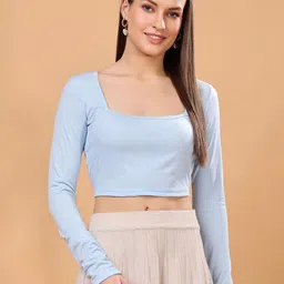 MINOS Women Square Neck Cotton Crop Top-picture-7