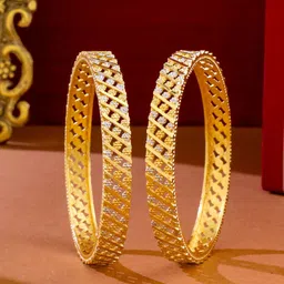 NVR Women Set Of 2 Gold Plated Traditional Bangles-10