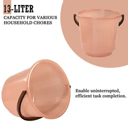 Kuber Industries Peach-Coloured & Brown Lightweight Bucket 1 L image 4