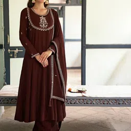 Tulip Eden Women Floral Embroidered Panelled Kurta with Trousers & With Dupatta-picture-0