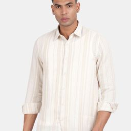 Blu MNKY Striped Spread Collar Smart Slim Fit Cotton Shirt-image-53