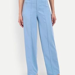 Unicus Apparel Women Flared High-Rise Wrinkle Free Trousers-image-35