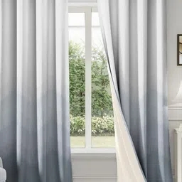 CASABLEU Blue And White 2 Pieces Black Out Door Curtains-18