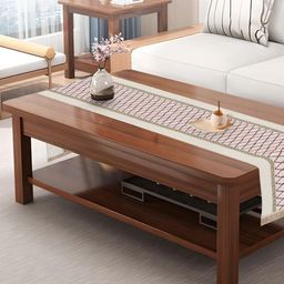 TANLOOMS Cream & Maroon Textured TableRunners-30
