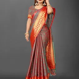 yourwish Ethnic Motifs Zari Art Silk Banarasi Saree-image-65