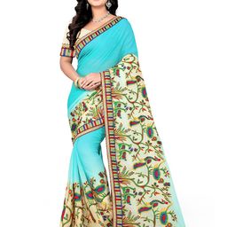 DIVASTRI Ethnic Motifs Embroidered Pure Chiffon Saree-image-88