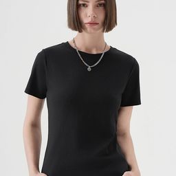 LULU & SKY Women V-Neck Raw Edge T-shirt-image-75