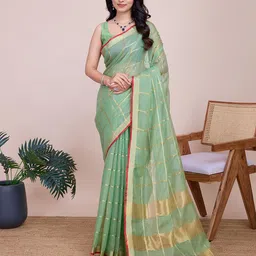 LeeliPeeri Designer Checked Woven Design Zari Designer Saree-image-51