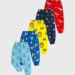 KUCHIPOO Infant Boys Pack Of 5 Printed Joggers-8