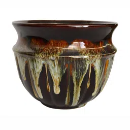Urbanroots Brown & Beige Drip Ceramic Planter-picture-23