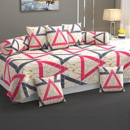HIYANSHI HOME FURNISHING Beige & Multi Coloured Cotton 8-Pieces Diwan Set-image-73