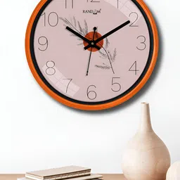 RANDOM Orange & Black Printed Traditional Wall Clock-20