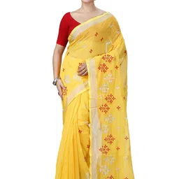 DipDiya Floral Embroidered Zari Taant Saree-image-66