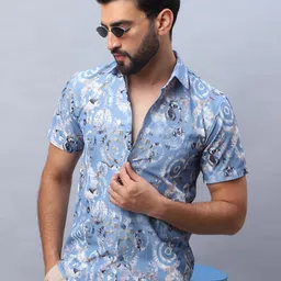 Indian Needle Men Classic Floral Opaque Printed Casual Shirt-image-47