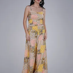 Belfry Printed Shoulder Straps Pure Silk Top With Palazzos-picture-17