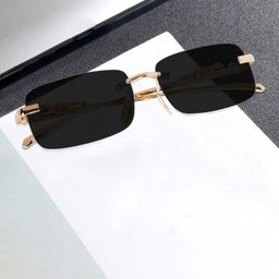 SPADEACES Unisex UV Protected Lens Rectangle Sunglasses Karan Gold Black -77-picture-42