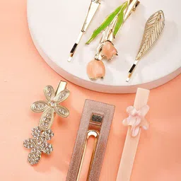 Bohey by KARATCART Women Set of 6 Embellished Alligator Hair Clip-image-86