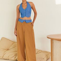 Urban Suburban Brown Collared Waist Trouser-image-14