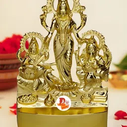 DARIDRA BHANJAN Gold-Toned Laxmi Ganesh Saraswati Religious Idol Showpiece-image-30