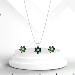 ORANGENYSHA Rhodium-Plated American Diamond & Cubic Zirconia Studded Jewellery Set-8
