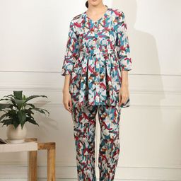 AMOUS Printed Round Neck Top With Trousers Co-Ords-image-53