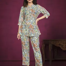 all about you Printed Mandarin collar Top With Trouser-picture-52