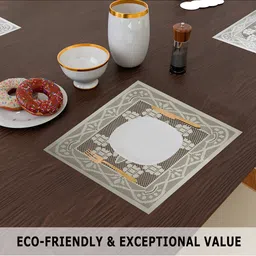Kuber Industries Set Of 2 Cream-Coloured Cotton Square Plain Net Placemats image 3