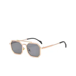 SPADEACES Unisex Aviator Sunglasses with UV Protected Lens GOLD BLACK HEXAGUN -709-picture-38