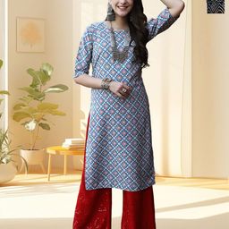 HERE&NOW Women Pack of 2 Ethnic Motifs Printed Daily Straight Kurtas-image-60