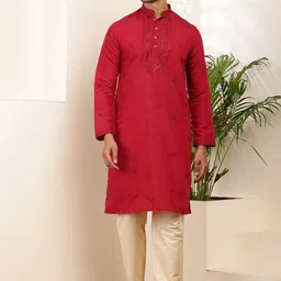 MULTI SHADES Men Embroidered Kurta with Pyjamas-image-93