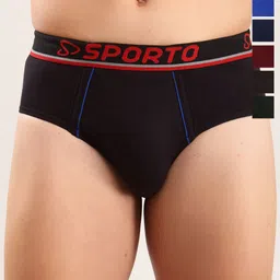 Sporto by Macho Pack Of 6 Men Cotton Mid-Rise Basic Briefs-picture-38