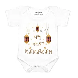 Arvesa Infants My First Ramadan Printed Envelope Neck Bodysuit-picture-21