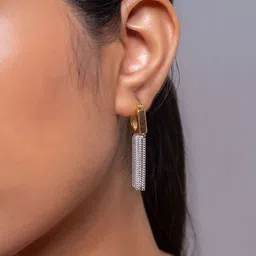 MINJI AND CO. Gold-Plated Tasselled Rectangle Shaped Drop Earrings-image-32