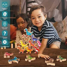 PIPALIYA Boys Set of 16 Diy Dinosaur Stacking Blocks Fun Toys image 4