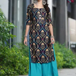 Moda Rapido Selection Of 2 Floral Printed Round Neck Straight Kurtas-image-38