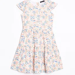 Allen Solly Junior Girls Floral Printed Cape Sleeves Fit & Flare Dress-picture-21