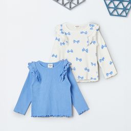 max Girls Pack Of 2 Conversational Printed Cotton Top-image-6