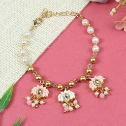 Asthetika Kids Girls Kundan Link Bracelet-14