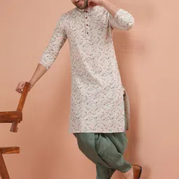 KISAH Men Floral Printed Regular Kurta with Dhoti Pants-picture-32