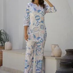 FLAVIA CREATION Printed Three-Quarter Sleeves Top With Trouser-picture-58