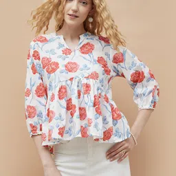 Colour Me by Melange WomenFloral Print Cotton Shirt Collar Regular Top-28