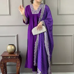BAESD Women Embroidered Trousers & Dupatta Kurta Sets-picture-48