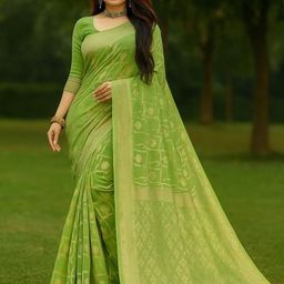 Moda Rapido Lime Green Pure Cotton Woven Design Sarees-picture-21